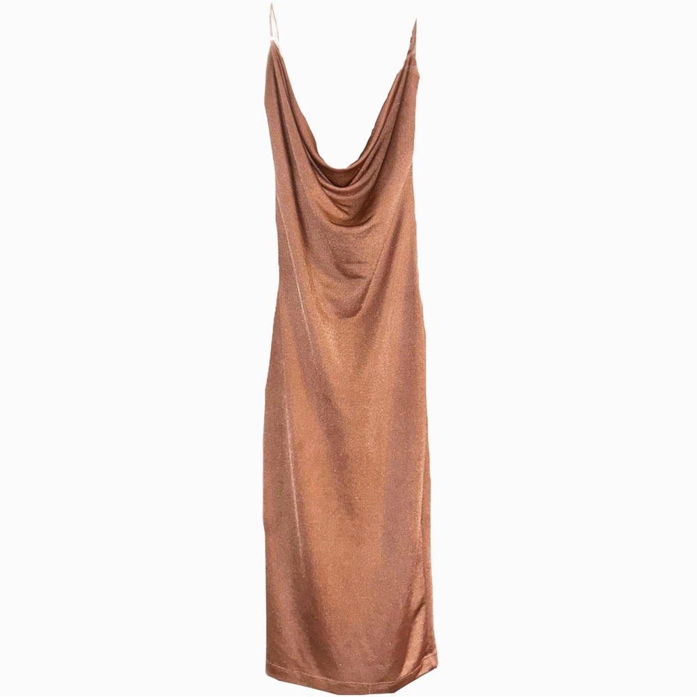 Bronze Guess Cowl Neck Bodycon Dress